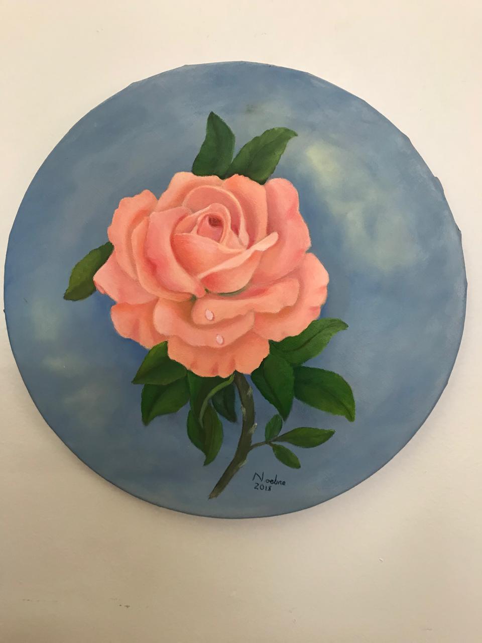 Rose on Blue Circle